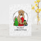 Frohe Weihnachten 2 Goldendoodle (goldrot) Niedlic Karte (Gelbe Blume)