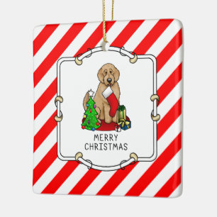 Frohe Weihnachten 2 Goldendoodle (goldrot) Niedlic Keramikornament