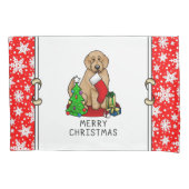 Frohe Weihnachten 2 Goldendoodle (goldrot) Niedlic Kissenbezug (Vorderseite-Links)