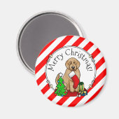 Frohe Weihnachten 2 Goldendoodle (goldrot) Niedlic Magnet (Vorderseite/Rückseite)