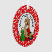 Frohe Weihnachten 2 Goldendoodle (goldrot) Niedlic Ornament (Vorderseite)