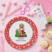 Frohe Weihnachten 2 Goldendoodle (goldrot) Niedlic Pappteller (Party)