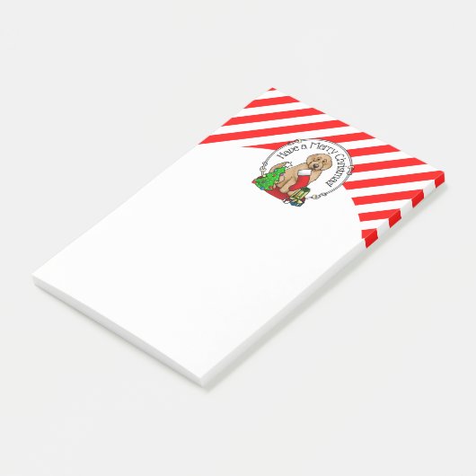 Frohe Weihnachten 2 Goldendoodle (goldrot) Niedlic Post-it Klebezettel (angewinkelt)