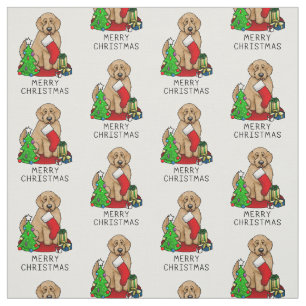 Frohe Weihnachten 2 Goldendoodle (goldrot) Niedlic Stoff