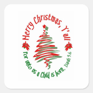 Frohe Weihnachten 2 Quadratischer Aufkleber