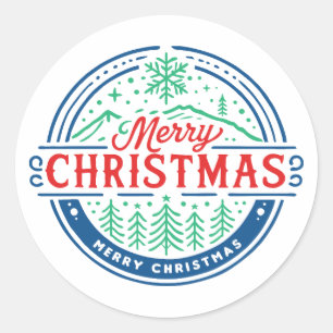 Frohe Weihnachten 2 Runder Aufkleber