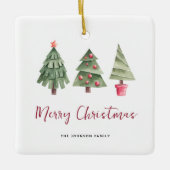 Frohe Weihnachten, 3 Bäume Keramikornament (Vorderseite)