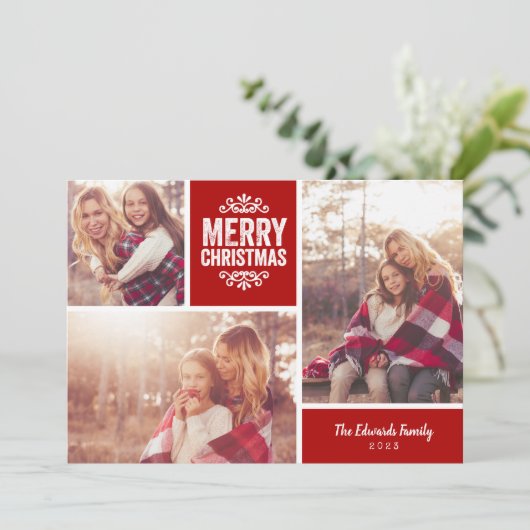 Frohe Weihnachten 3 Foto Collage (Stehend Vorderseite)