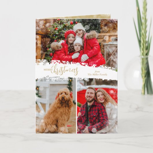 Frohe Weihnachten 3 Foto Collage gefaltet (Vorderseite)