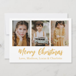 Frohe Weihnachten 3 Foto Collage Gold Einladung