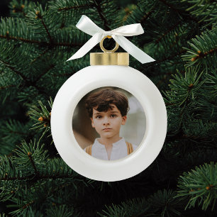 Frohe Weihnachten 3 Foto Collage Gold Keramik Kugel-Ornament