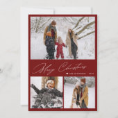 Frohe Weihnachten 3 Foto Collage modern rot (Vorderseite)