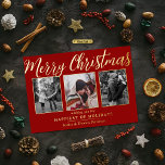 Frohe Weihnachten 3 Foto Collage Real Folien Feiertagskarte<br><div class="desc">Versenden Sie die diesjährigen Feiertagsgrüße stilvoll mit diesen einzigartigen und modernen,  echter Folie gepresste Urlaubskarten. Fügen Sie einfach Ihre eigenen Fotos und Ihre eigene Wortwahl zu diesen Visitenkarten hinzu,  indem Sie den Abschnitt "Diese Vorlage bearbeiten" benutzen oder auf die Schaltfläche "Anpassen" klicken,  um auf erweiterte Bearbeitungswerkzeuge zuzugreifen.</div>