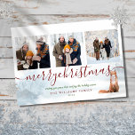 Frohe Weihnachten 3 Foto Collage Winter Fox<br><div class="desc">Personalisieren Sie Ihre besonderen 3 Fotos,  Familienname und Datum auf dieser schicken Urlaubskarte mit einem niedlichen Fuchs auf winterlicher Waldlandschaft. Entwickelt von Thisisnotme©</div>