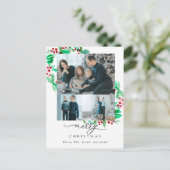 Frohe Weihnachten 3 Foto Collage Wreath Holiday  Postkarte (Stehend Vorderseite)