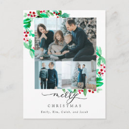 Frohe Weihnachten 3 Foto Collage Wreath Holiday  Postkarte