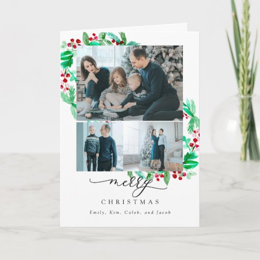 Frohe Weihnachten 3 Foto Collage Wreath Urlaub (Vorderseite)