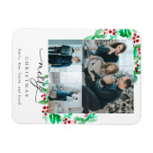 Frohe Weihnachten 3 Foto Collage Wreath Urlaub Magnet (Horizontal)