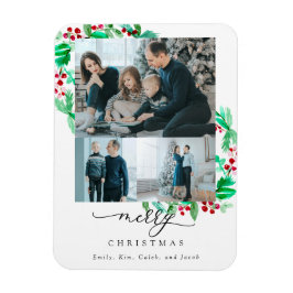 Frohe Weihnachten 3 Foto Collage Wreath Urlaub Magnet