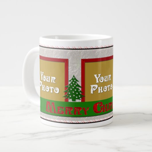 Frohe Weihnachten 3-Foto-Kaffee-Tasse Jumbo-Tasse (Vorderseite Links)