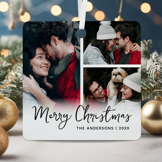 Frohe Weihnachten 3 Foto Keepake Ornament Aus Metall