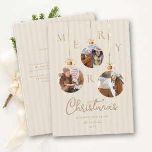 Frohe Weihnachten 3-Foto-Ornamente Erdig Modern