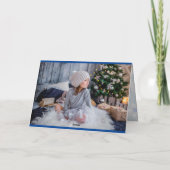 Frohe Weihnachten 3 Foto Simple Blue Snow Thema (Rückseite)