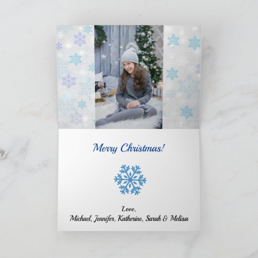 Frohe Weihnachten 3 Foto Simple Blue Snow Thema (Innenseite)
