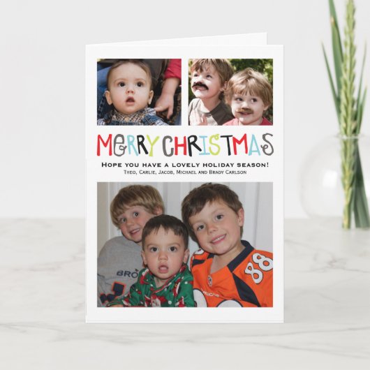 Frohe Weihnachten 3+ Foto Weihnachtskarte Personal (Vorderseite)