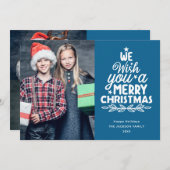 Frohe Weihnachten 3 Fotos blauer Familie (Vorne/Hinten)