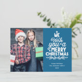 Frohe Weihnachten 3 Fotos blauer Familie (Stehend Vorderseite)