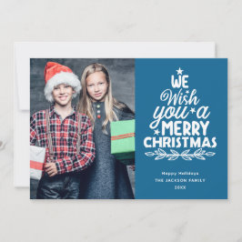 Frohe Weihnachten 3 Fotos blauer Familie