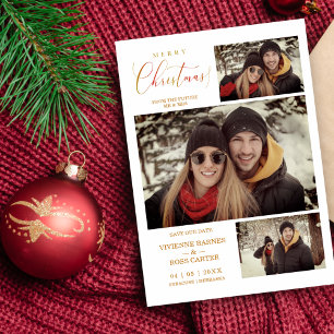 Frohe Weihnachten 3 Fotos Collage Couple Save The Date
