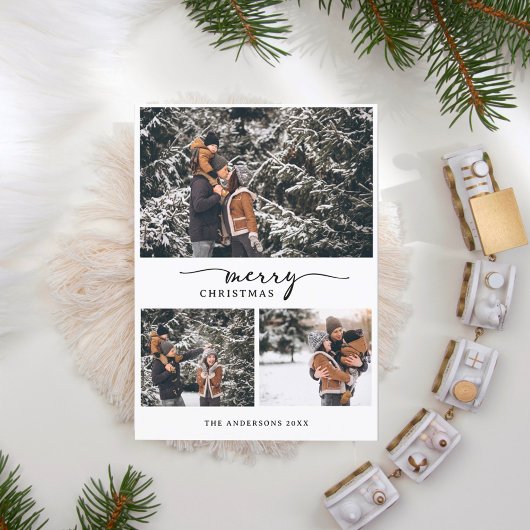 Frohe Weihnachten 3 Fotos Collage Moderne Schrift