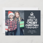 Frohe Weihnachten 3 Fotos graue Familienferienkart (Vorderseite)