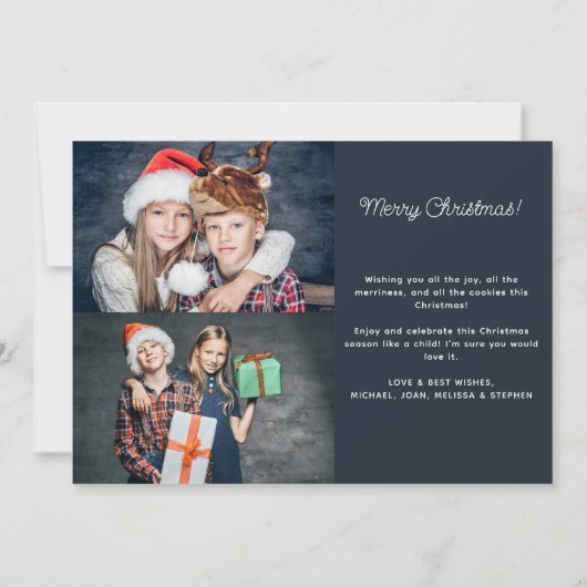 Frohe Weihnachten 3 Fotos graue Familienferienkart (Rückseite)