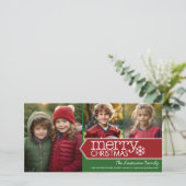 Frohe Weihnachten - 3 Fotos - modernes Rot Grün (Stehend Vorderseite)