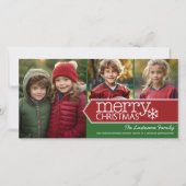 Frohe Weihnachten - 3 Fotos - modernes Rot Grün (Vorderseite)