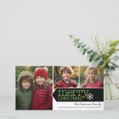 Frohe Weihnachten - 3 Fotos - Schwarz-weiß grün (Stehend Vorderseite)