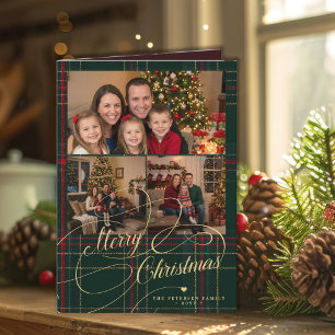 Frohe Weihnachten 3 Fotos vintage kariert gefaltet