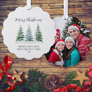 Frohe Weihnachten 3 Kiefern Rustikales Weihnachtsf Ornament Karte