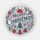 Frohe Weihnachten 3 Ornament Aus Glas (Vorderseite)