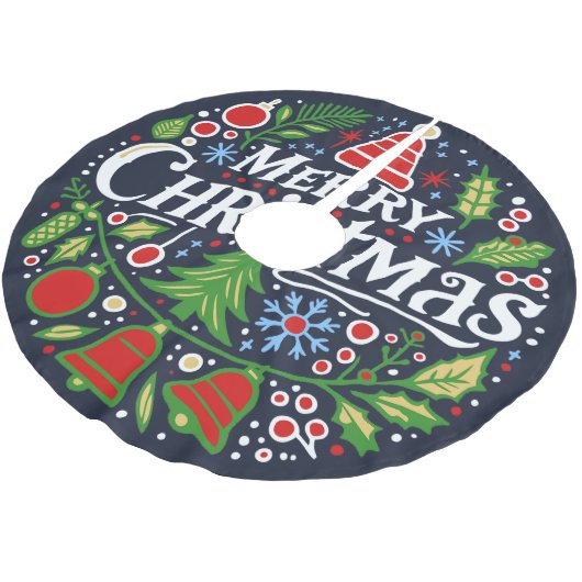 Frohe Weihnachten 3 Polyester Weihnachtsbaumdecke (Schrägansicht)
