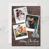 Frohe Weihnachten 3 Sofortige Foto Rustikale Karte (Vorderseite)