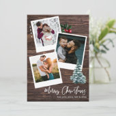Frohe Weihnachten 3 Sofortige Foto Rustikale Karte (Stehend Vorderseite)