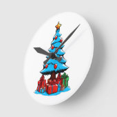 Frohe Weihnachten 3D Runde Wanduhr (Winkel)
