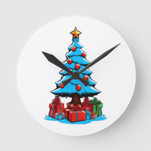 Frohe Weihnachten 3D Runde Wanduhr