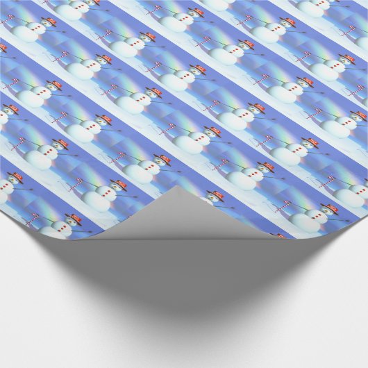 Frohe Weihnachten 3D Snowman Geschenkpapier (Ecke)
