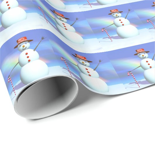 Frohe Weihnachten 3D Snowman Geschenkpapier (Rolleneckpunkt)