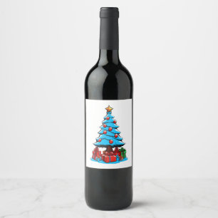 Frohe Weihnachten 3D Weinetikett